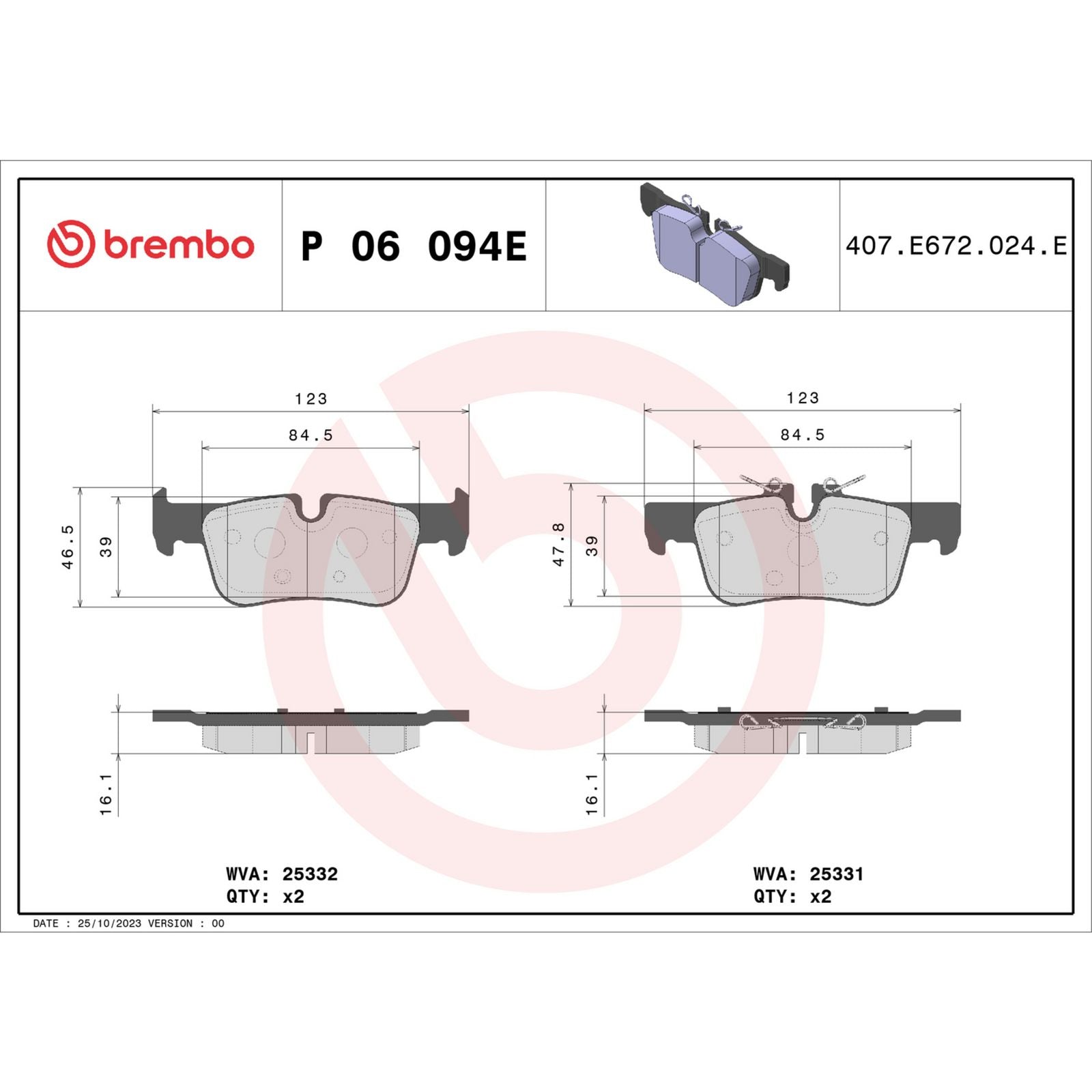BEYOND EV Rear Disc Brake Pad Set - P06094E_04