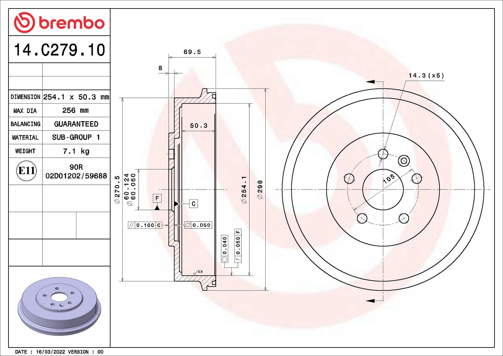 ESSENTIAL Rear Left Brake Drum - 14.C279.10_06