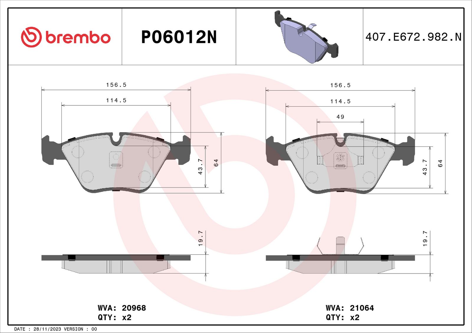 PRIME Ceramic Front Disc Brake Pad Set - P06012N_01