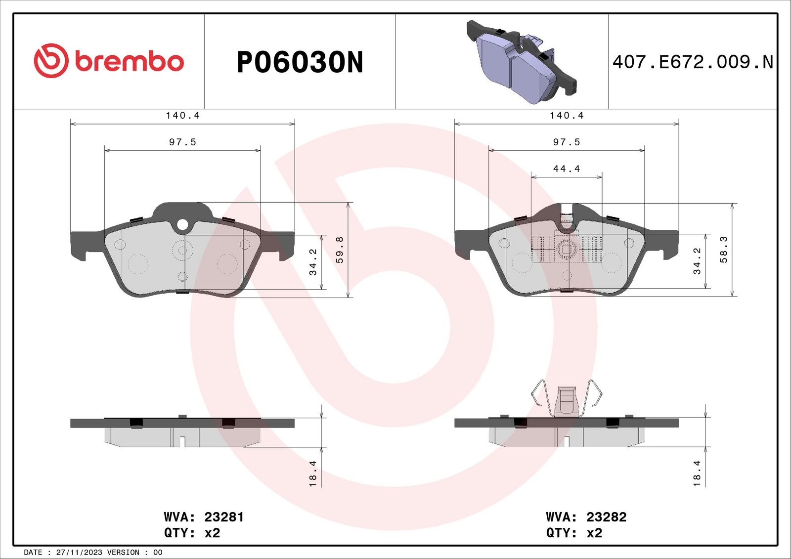PRIME Ceramic Front Disc Brake Pad Set - P06030N_01