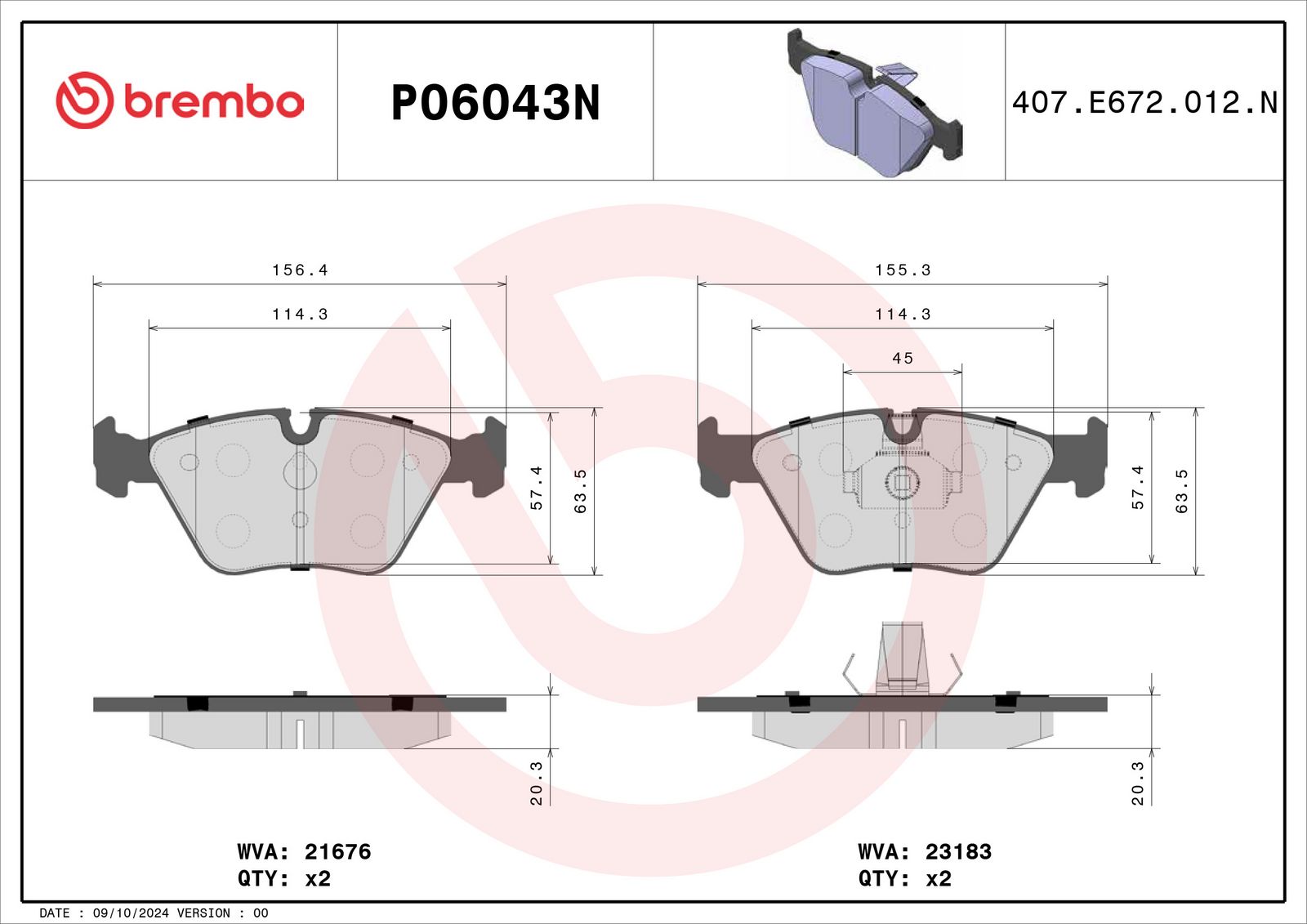 PRIME Ceramic Front Disc Brake Pad Set - P06043N_01