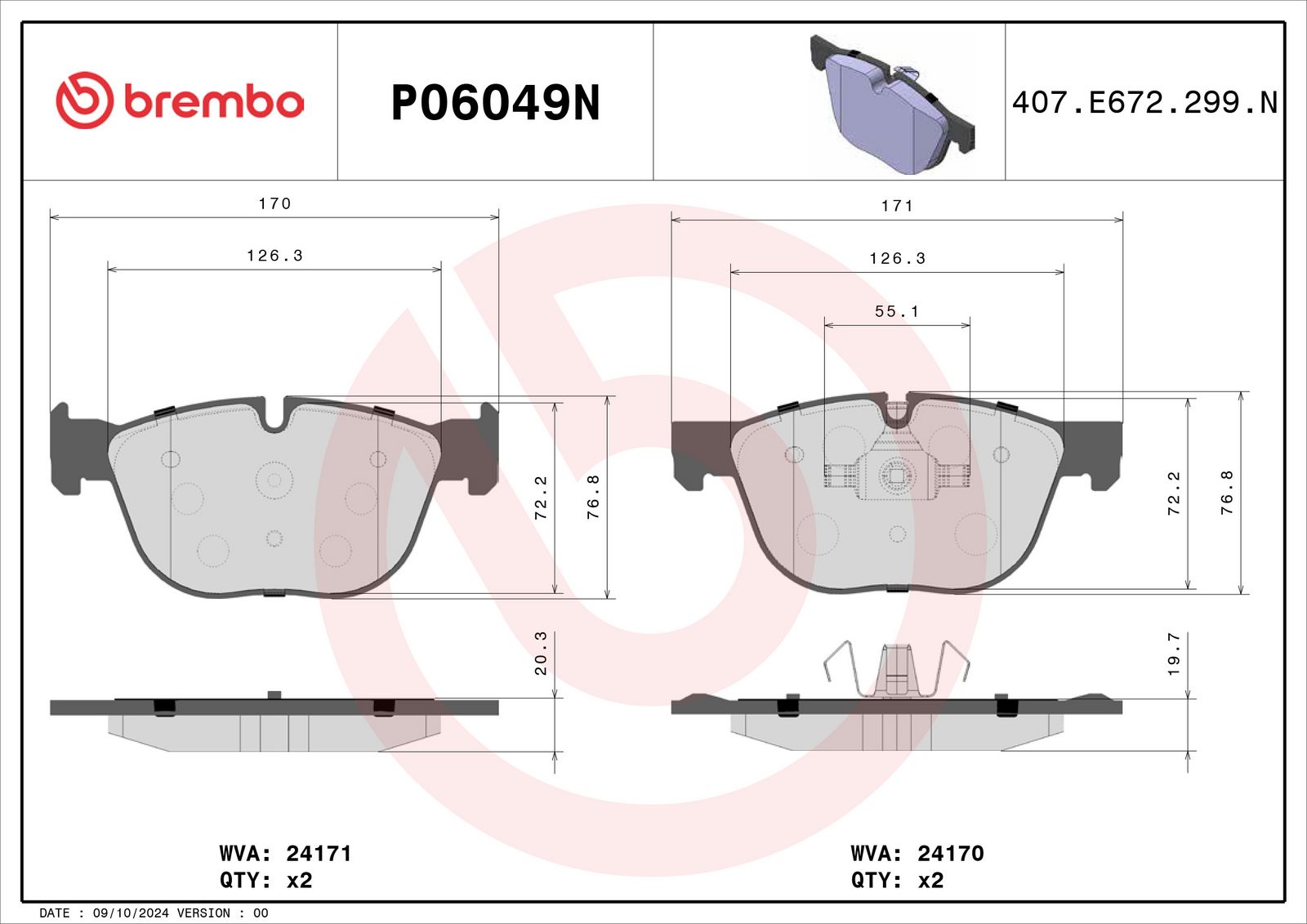 PRIME Ceramic Front Disc Brake Pad Set - P06049N_01