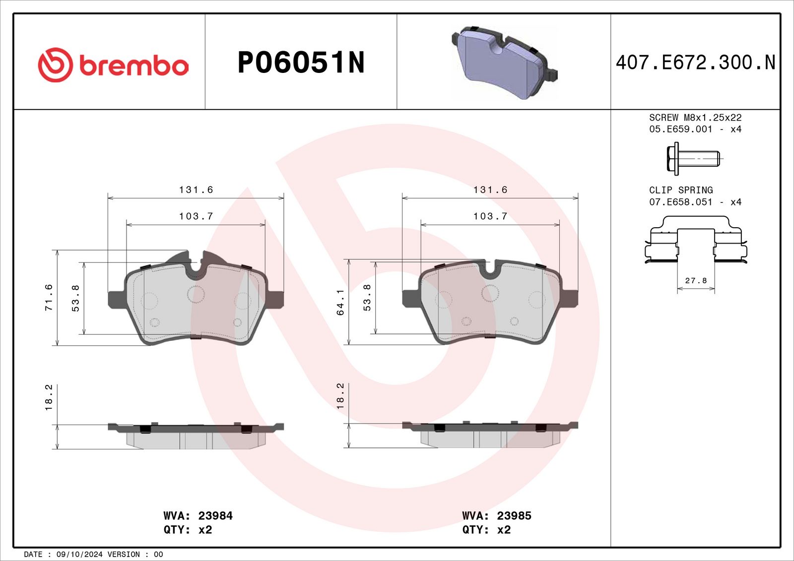 PRIME Ceramic Front Disc Brake Pad Set - P06051N_01