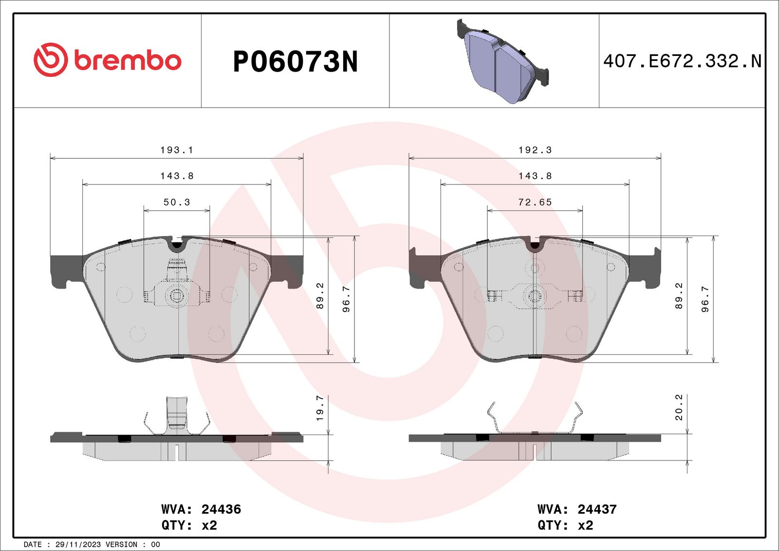 PRIME Ceramic Front Disc Brake Pad Set - P06073N_01