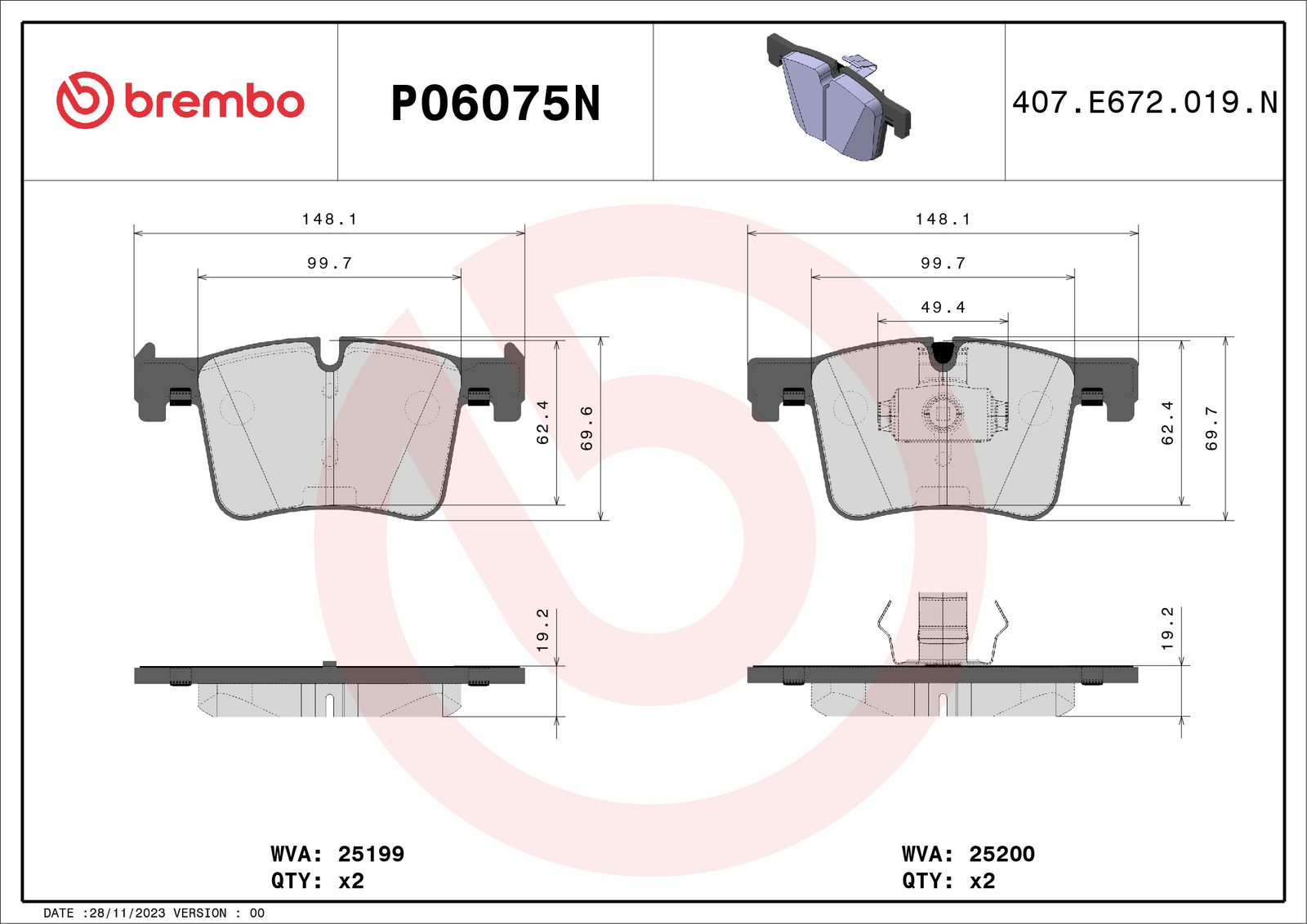 PRIME Ceramic Front Disc Brake Pad Set - P06075N_01