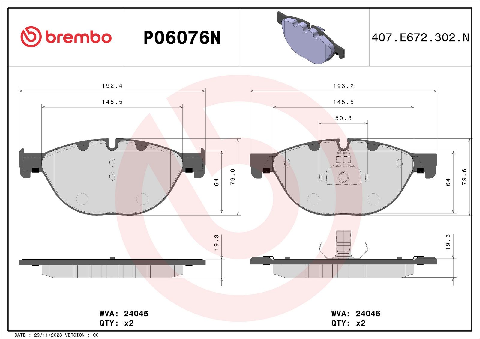 PRIME Ceramic Front Disc Brake Pad Set - P06076N_01