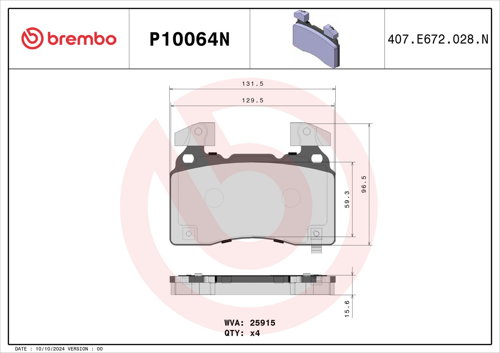 PRIME Ceramic Front Disc Brake Pad Set - P10064N_01