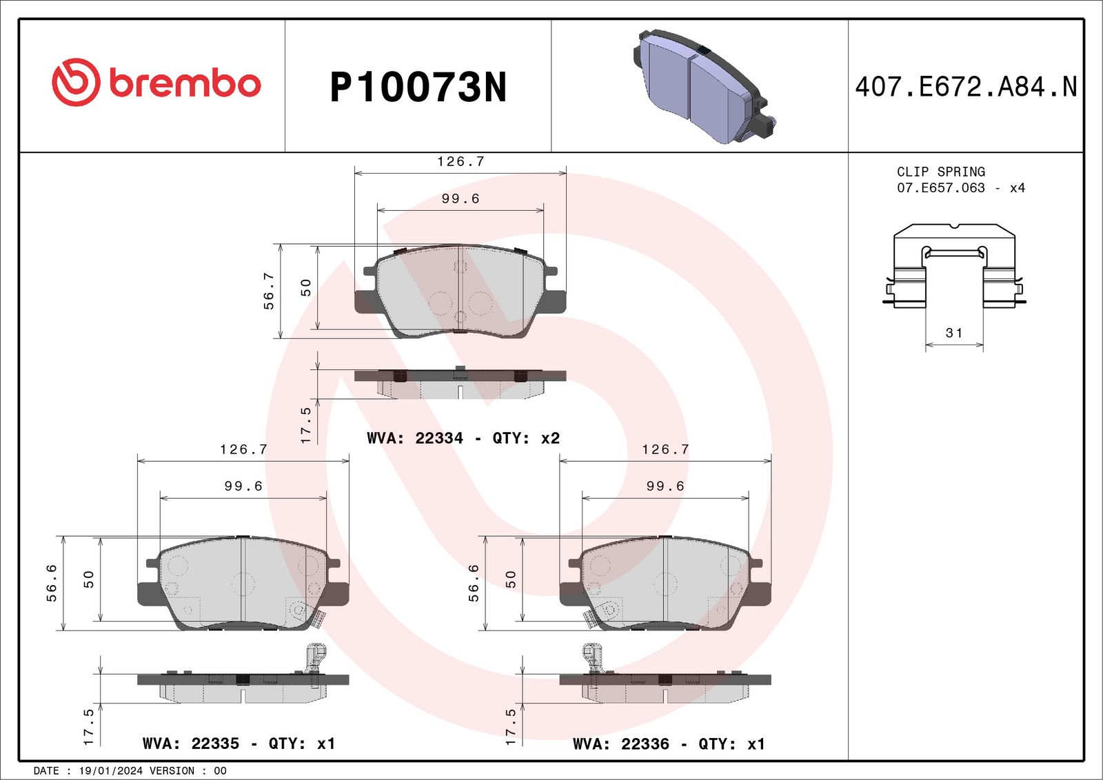 PRIME Ceramic Front Disc Brake Pad Set - P10073N_01