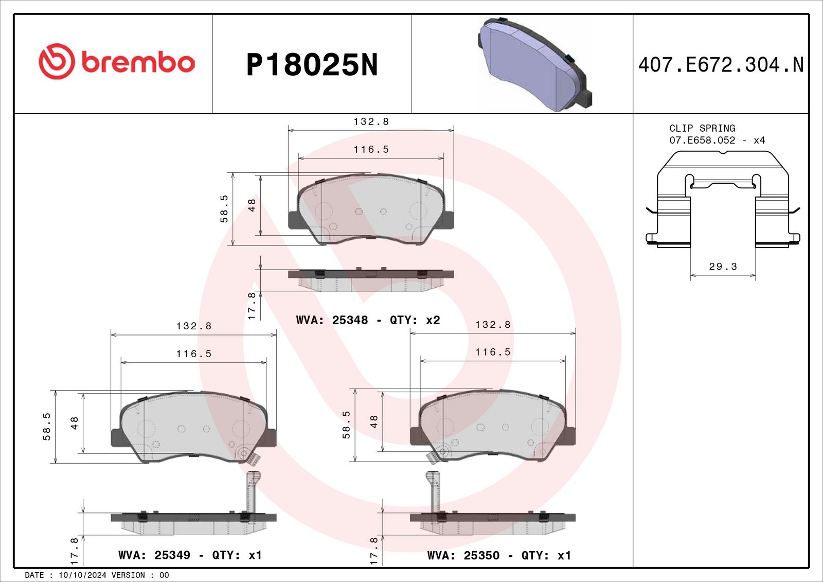 PRIME Ceramic Front Disc Brake Pad Set - P18025N_01