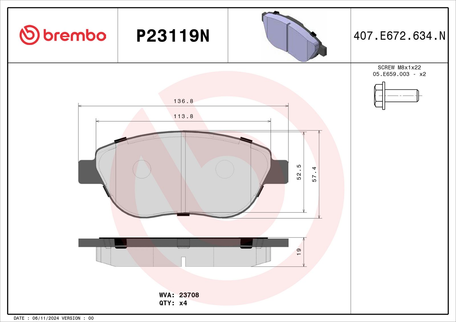 PRIME Ceramic Front Disc Brake Pad Set - P23119N_01