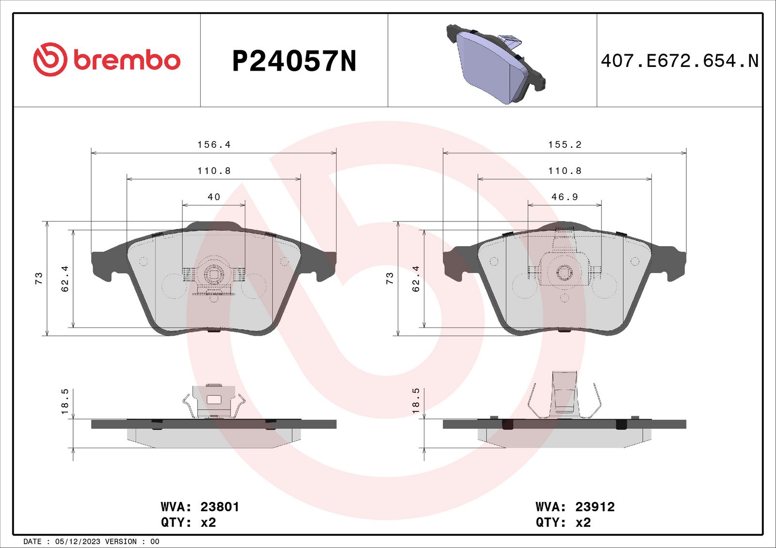 PRIME Ceramic Front Disc Brake Pad Set - P24057N_01