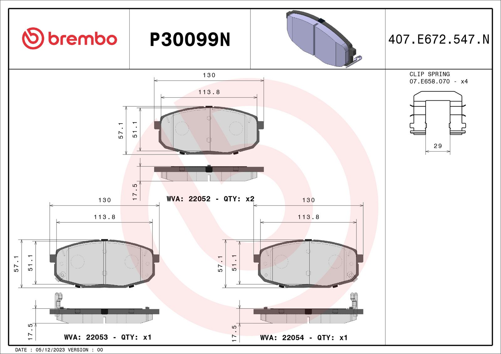 PRIME Ceramic Front Disc Brake Pad Set - P30099N_01