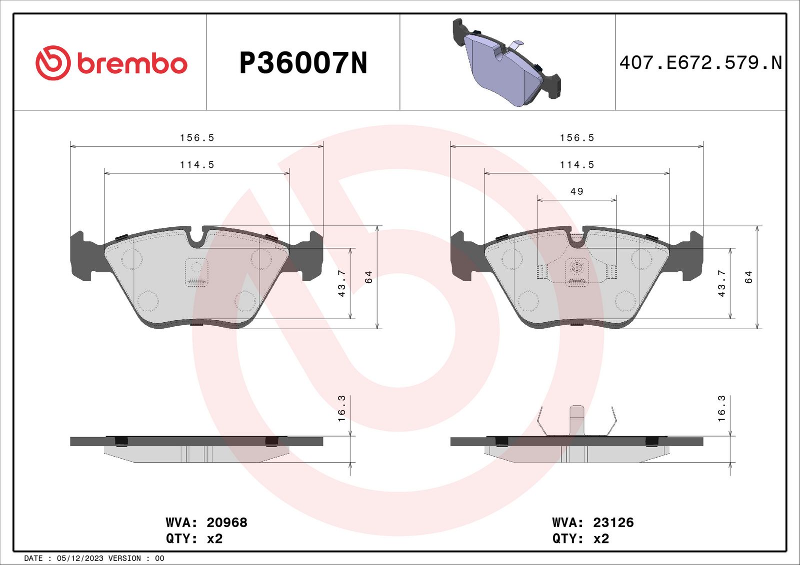 PRIME Ceramic Front Disc Brake Pad Set - P36007N_01