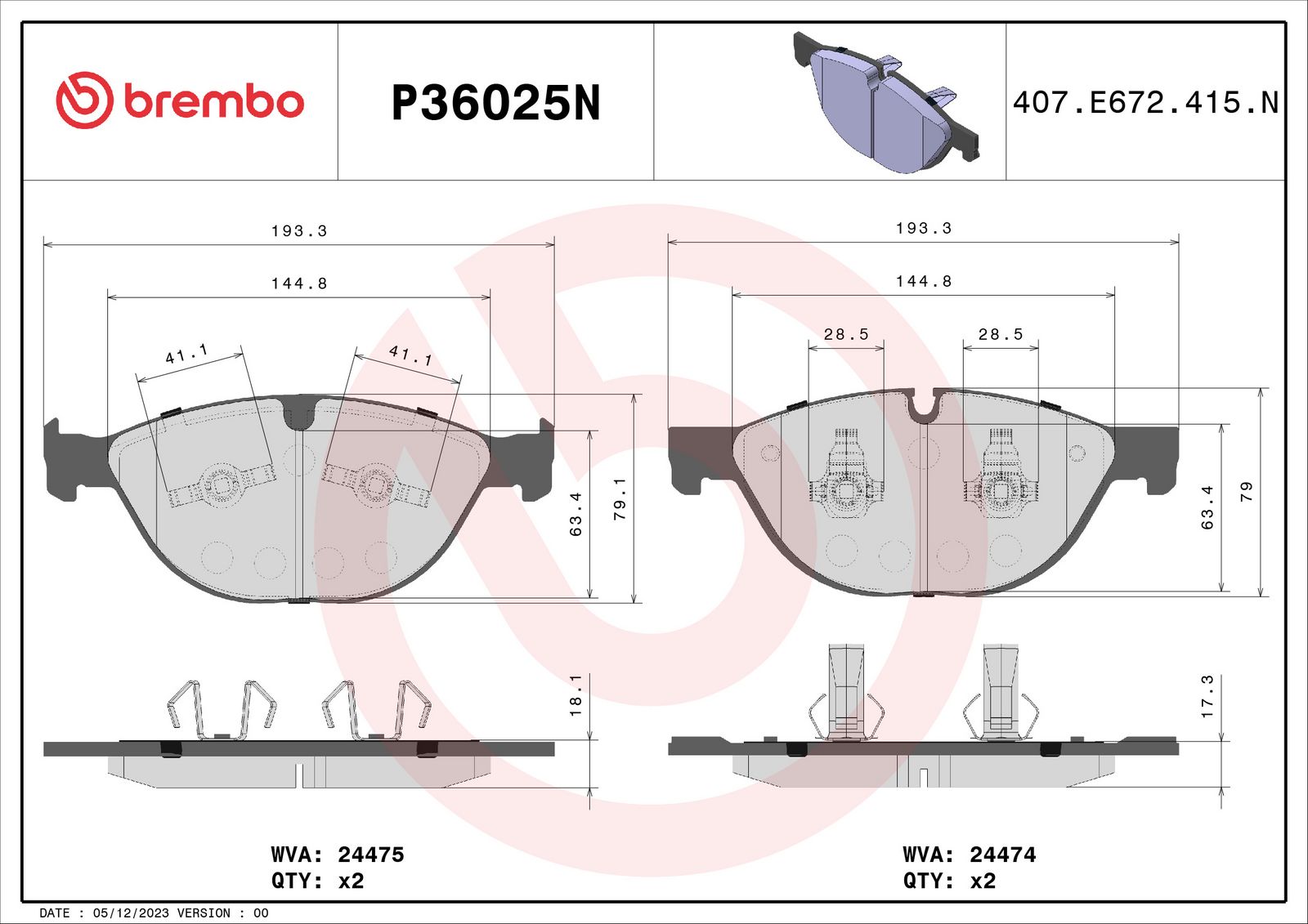 PRIME Ceramic Front Disc Brake Pad Set - P36025N_01