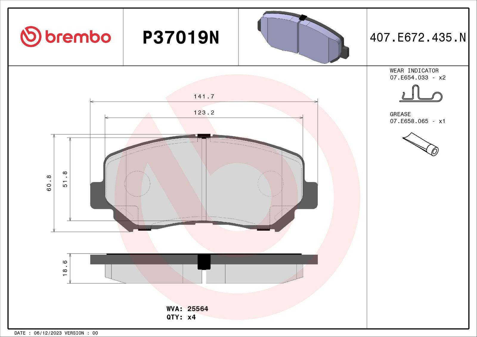 PRIME Ceramic Front Disc Brake Pad Set - P37019N_01