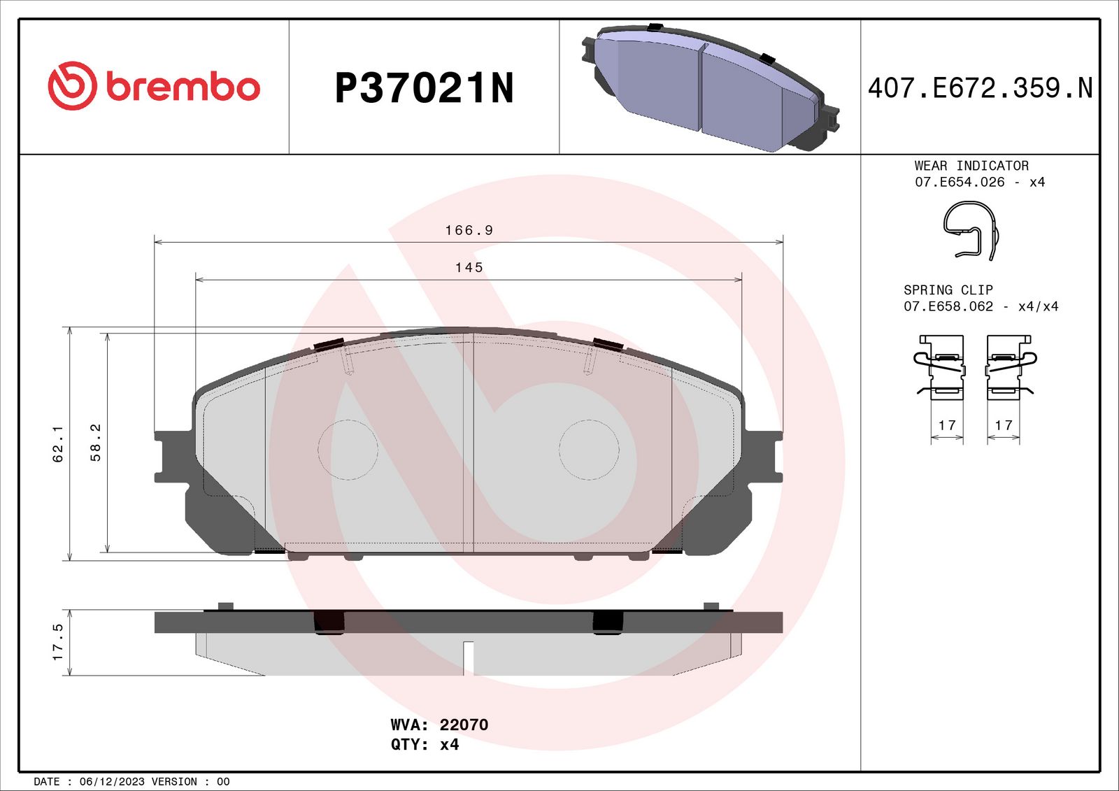 PRIME Ceramic Front Disc Brake Pad Set - P37021N_01
