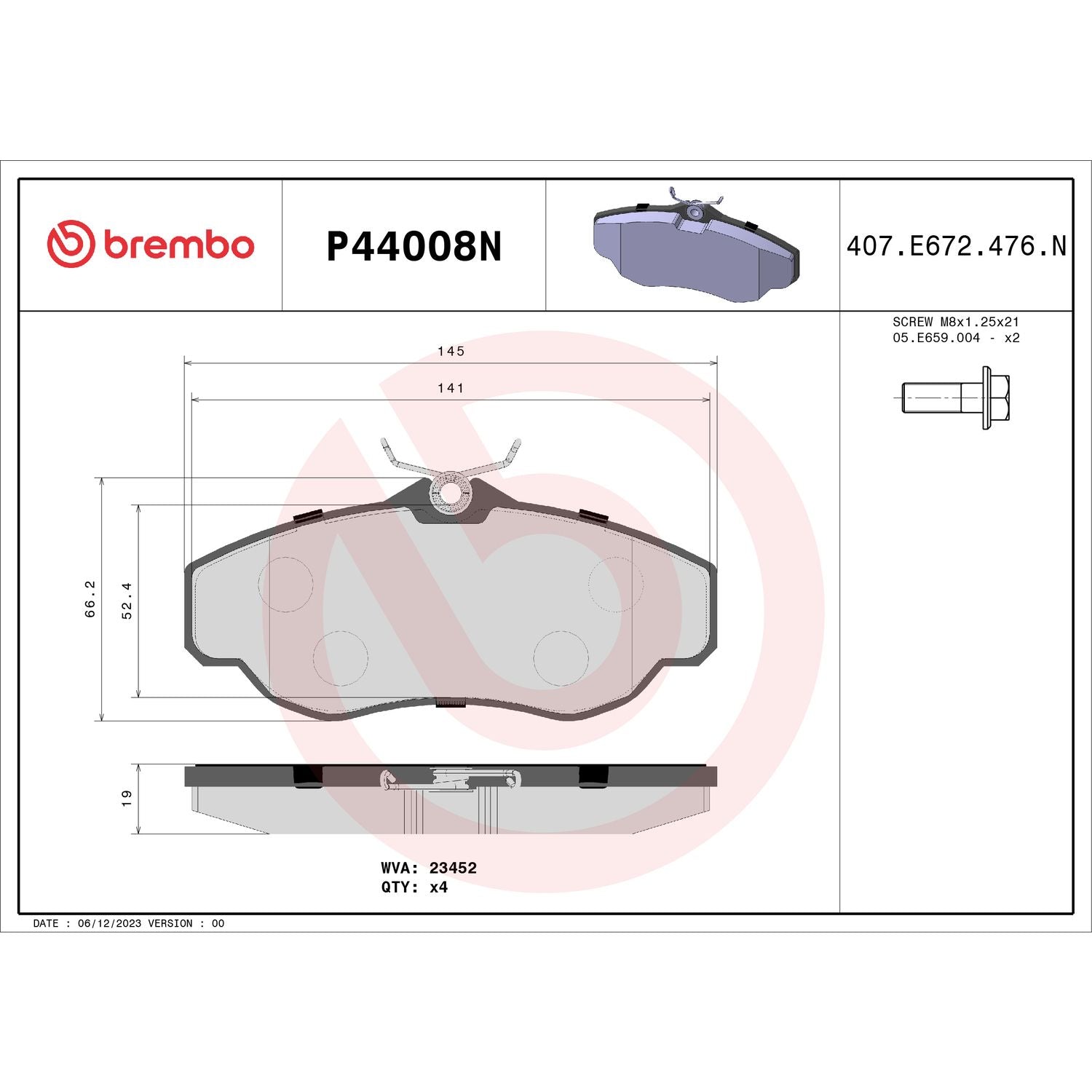 PRIME Ceramic Front Disc Brake Pad Set - P44008N_02