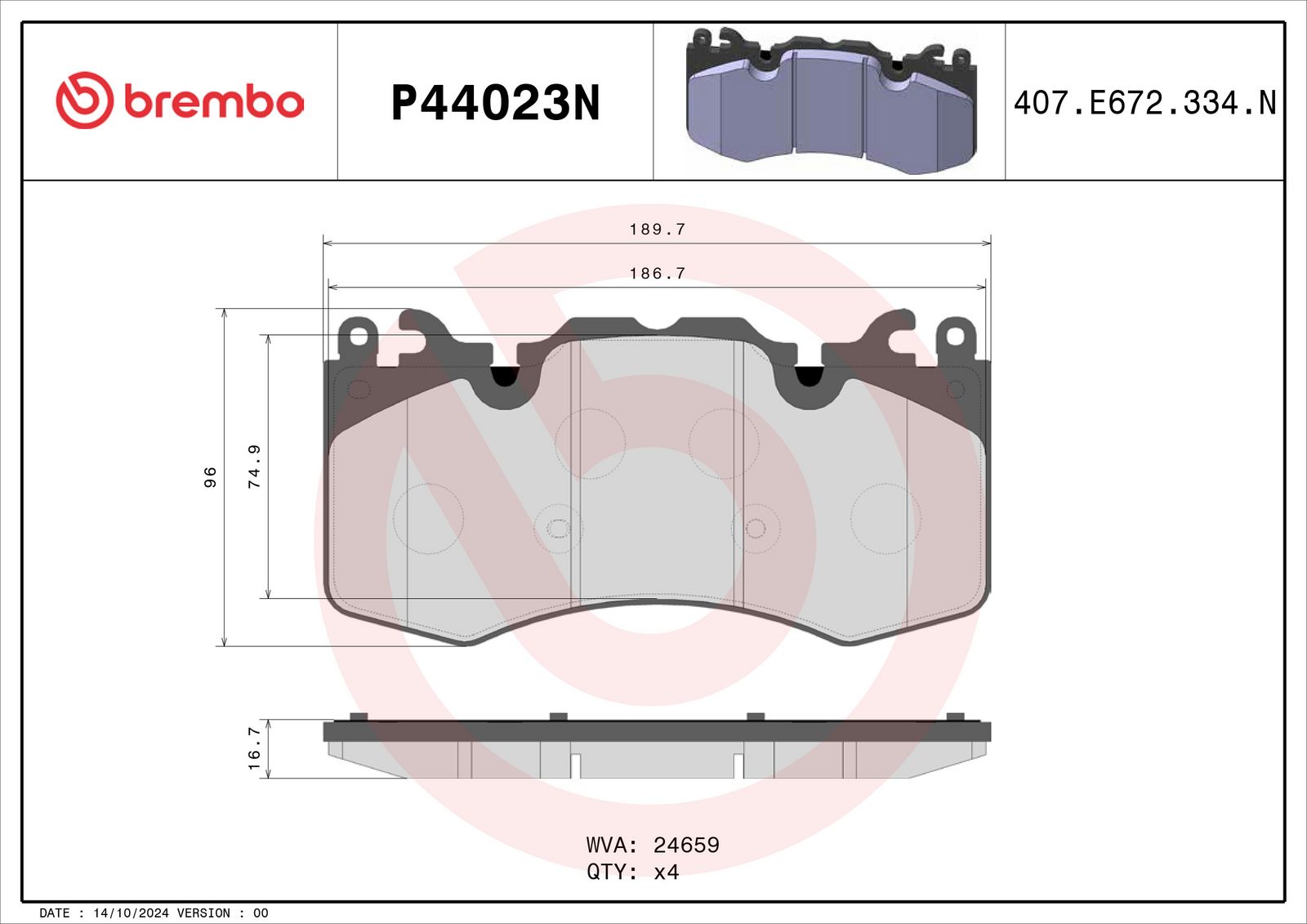 PRIME Ceramic Front Disc Brake Pad Set - P44023N_01