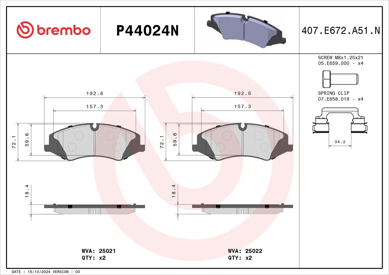 PRIME Ceramic Front Disc Brake Pad Set - P44024N_01