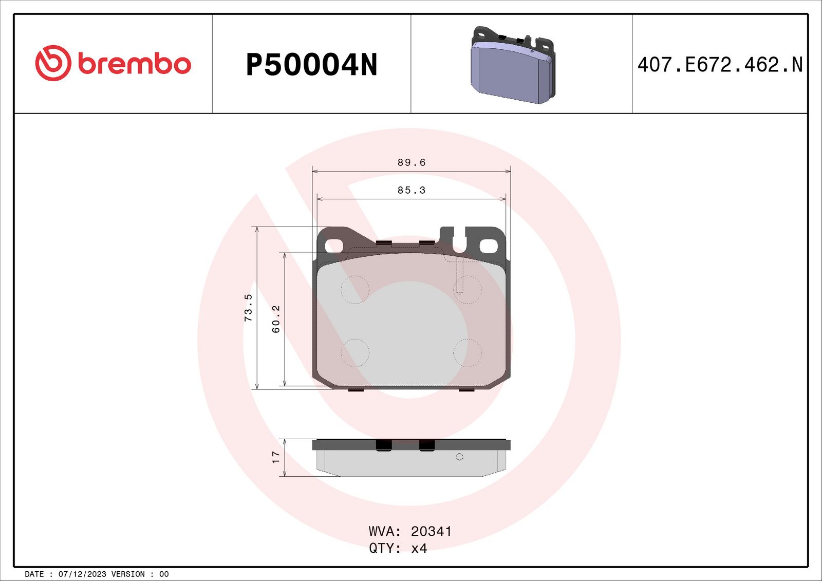 PRIME Ceramic Front Disc Brake Pad Set - P50004N_02