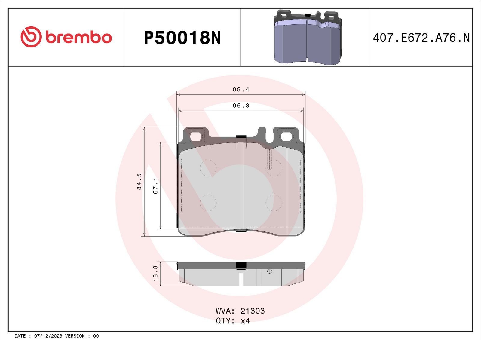 PRIME Ceramic Front Disc Brake Pad Set - P50018N_02