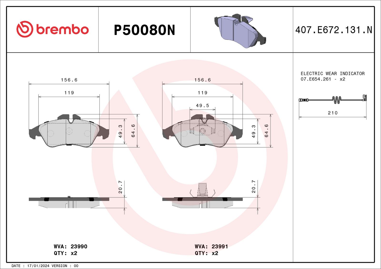 PRIME Ceramic Front Disc Brake Pad Set - P50080N_02