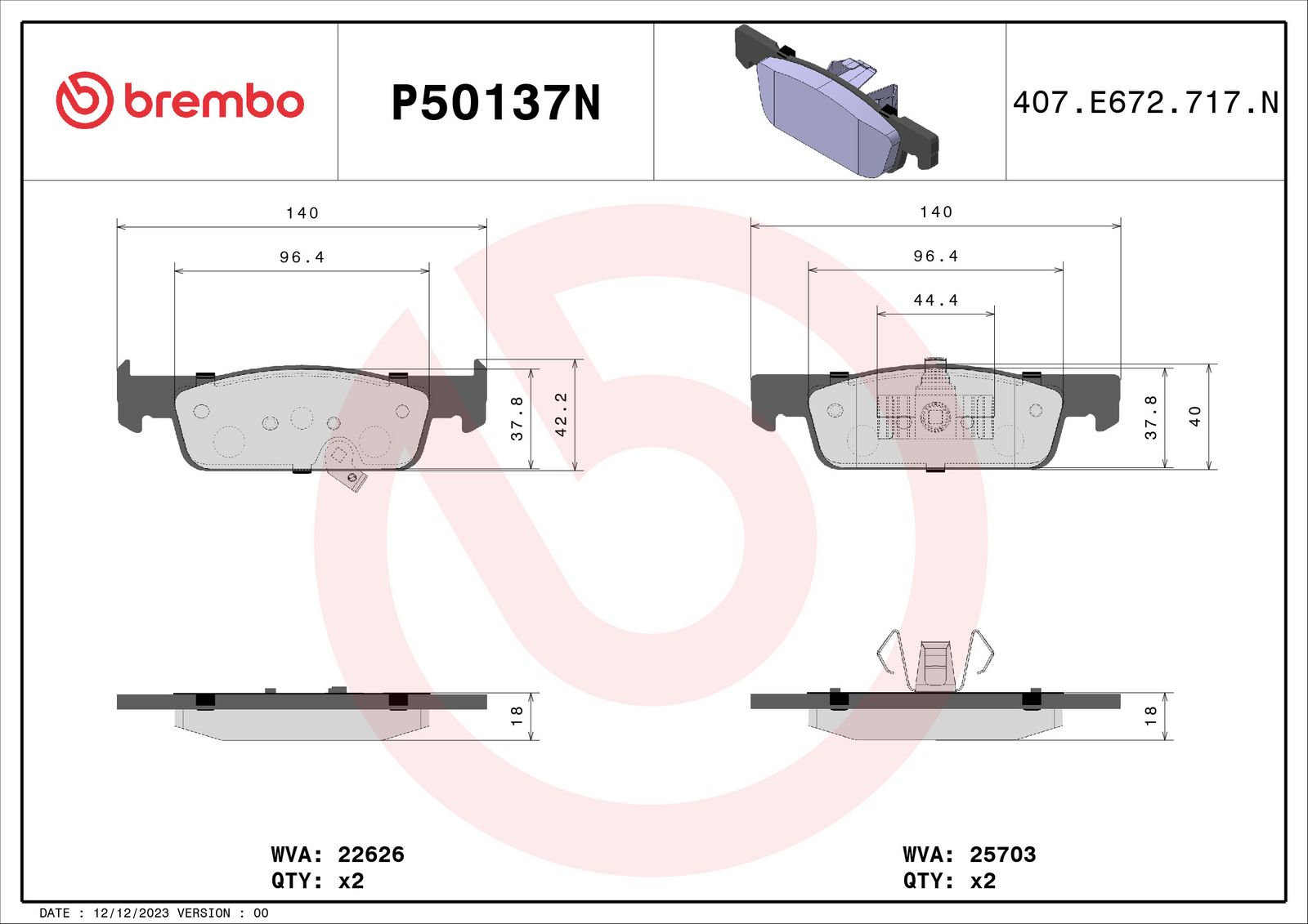 PRIME Ceramic Front Disc Brake Pad Set - P50137N_01