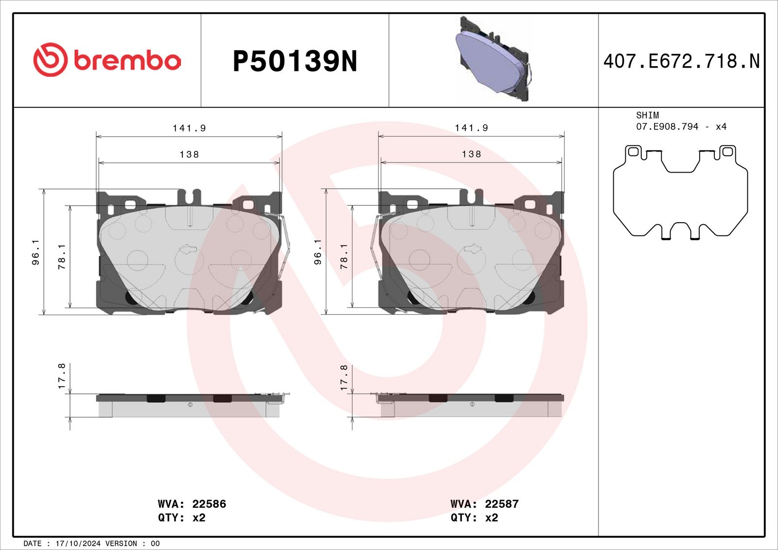 PRIME Ceramic Front Disc Brake Pad Set - P50139N_01