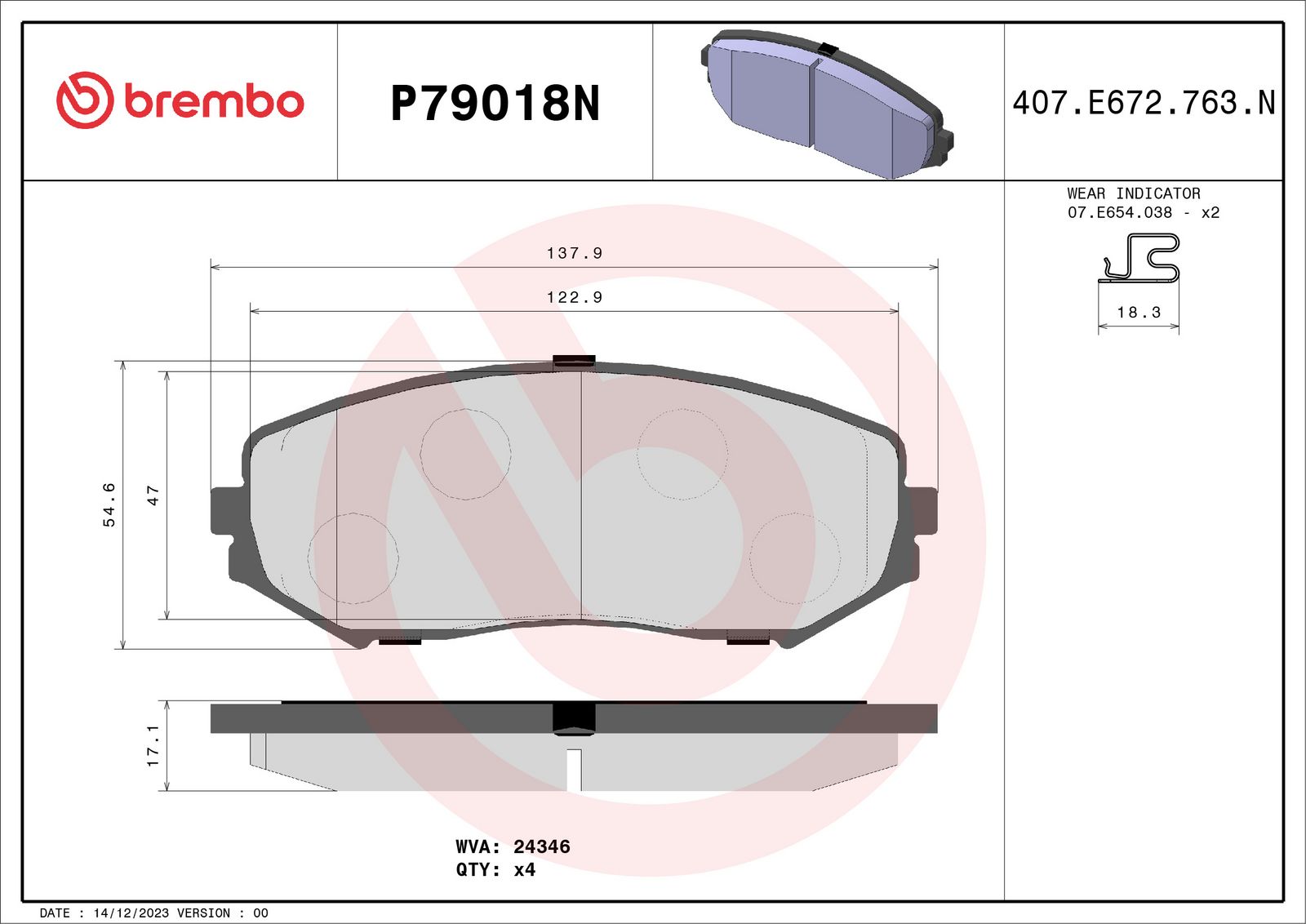PRIME Ceramic Front Disc Brake Pad Set - P79018N_02