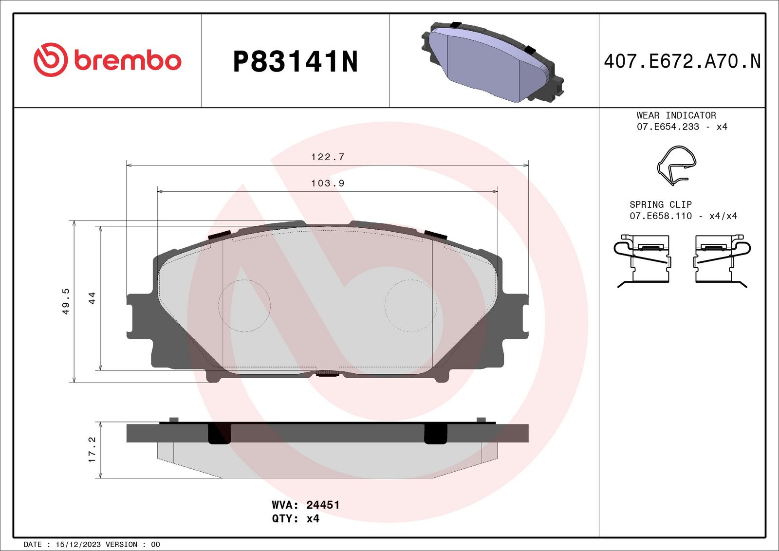 PRIME Ceramic Front Disc Brake Pad Set - P83141N_02