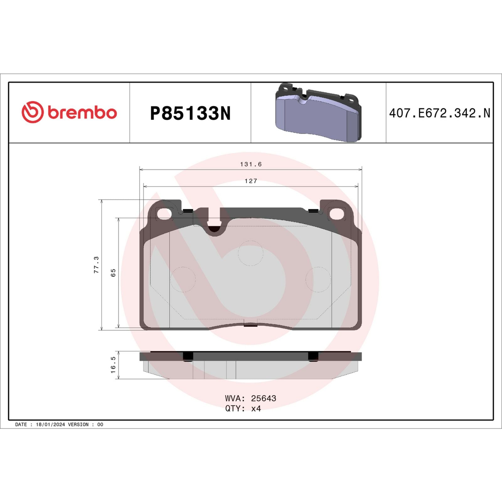 PRIME Ceramic Front Disc Brake Pad Set - P85133N_05