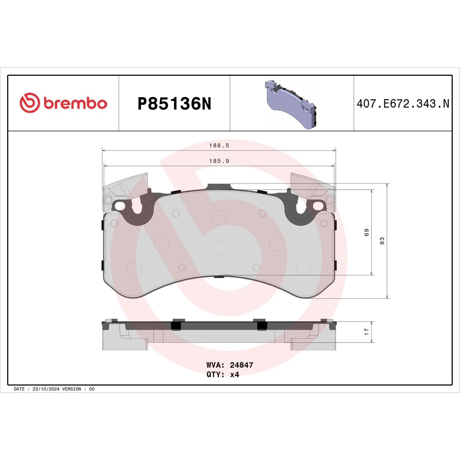 PRIME Ceramic Front Disc Brake Pad Set - P85136N_02