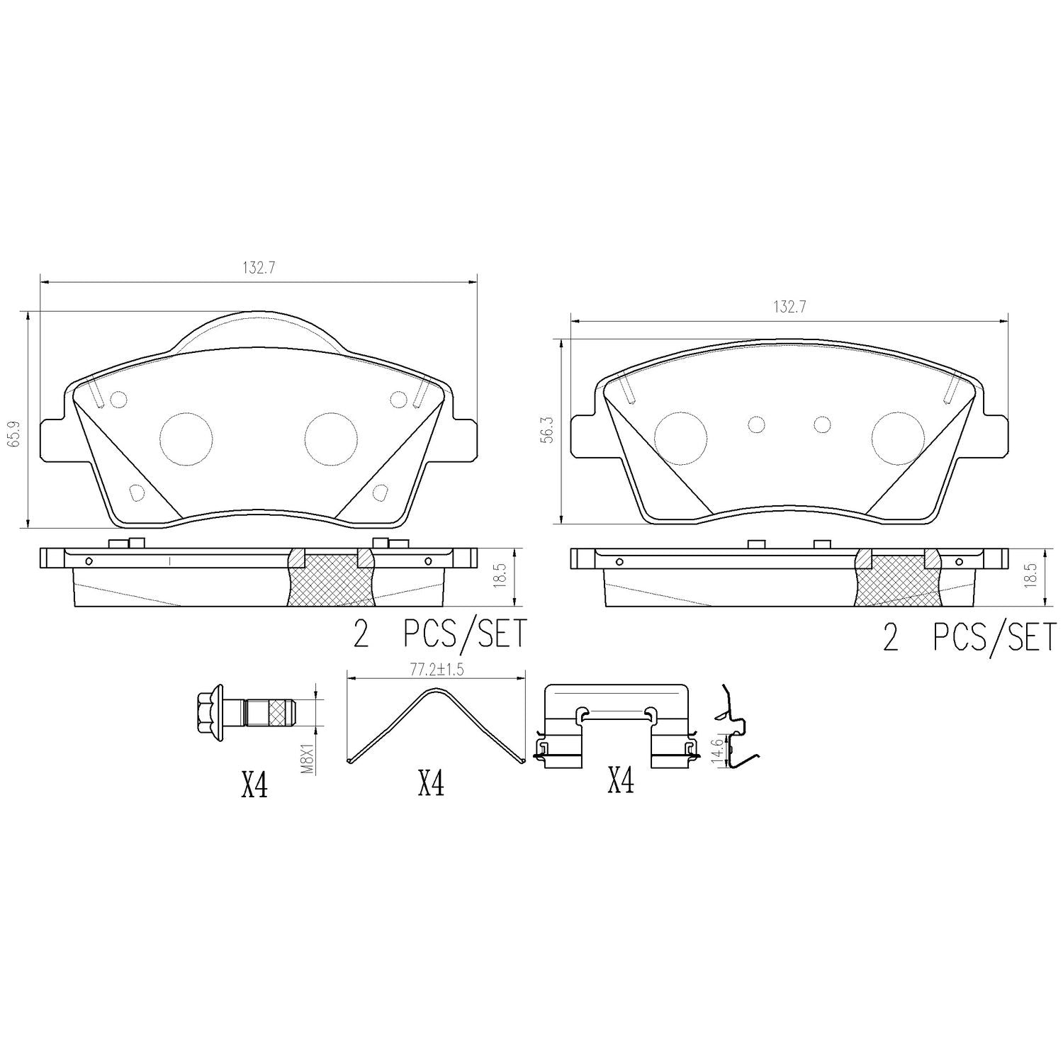 PRIME Ceramic Front Disc Brake Pad Set - P86033N_05