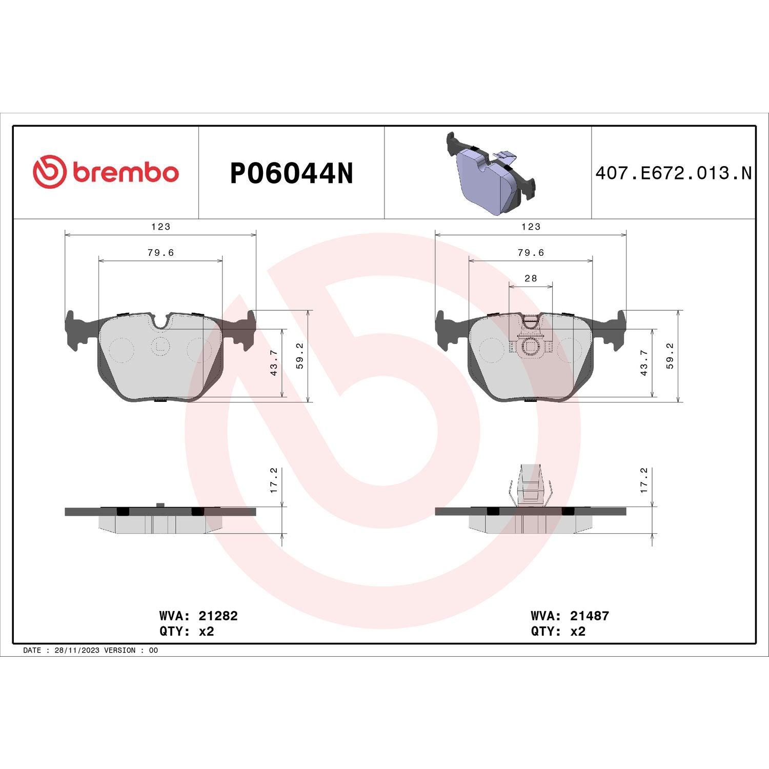 PRIME Ceramic Rear Disc Brake Pad Set - P06044N_02