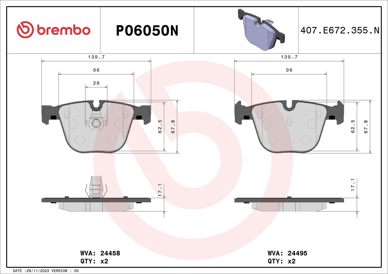 PRIME Ceramic Rear Disc Brake Pad Set - P06050N_01
