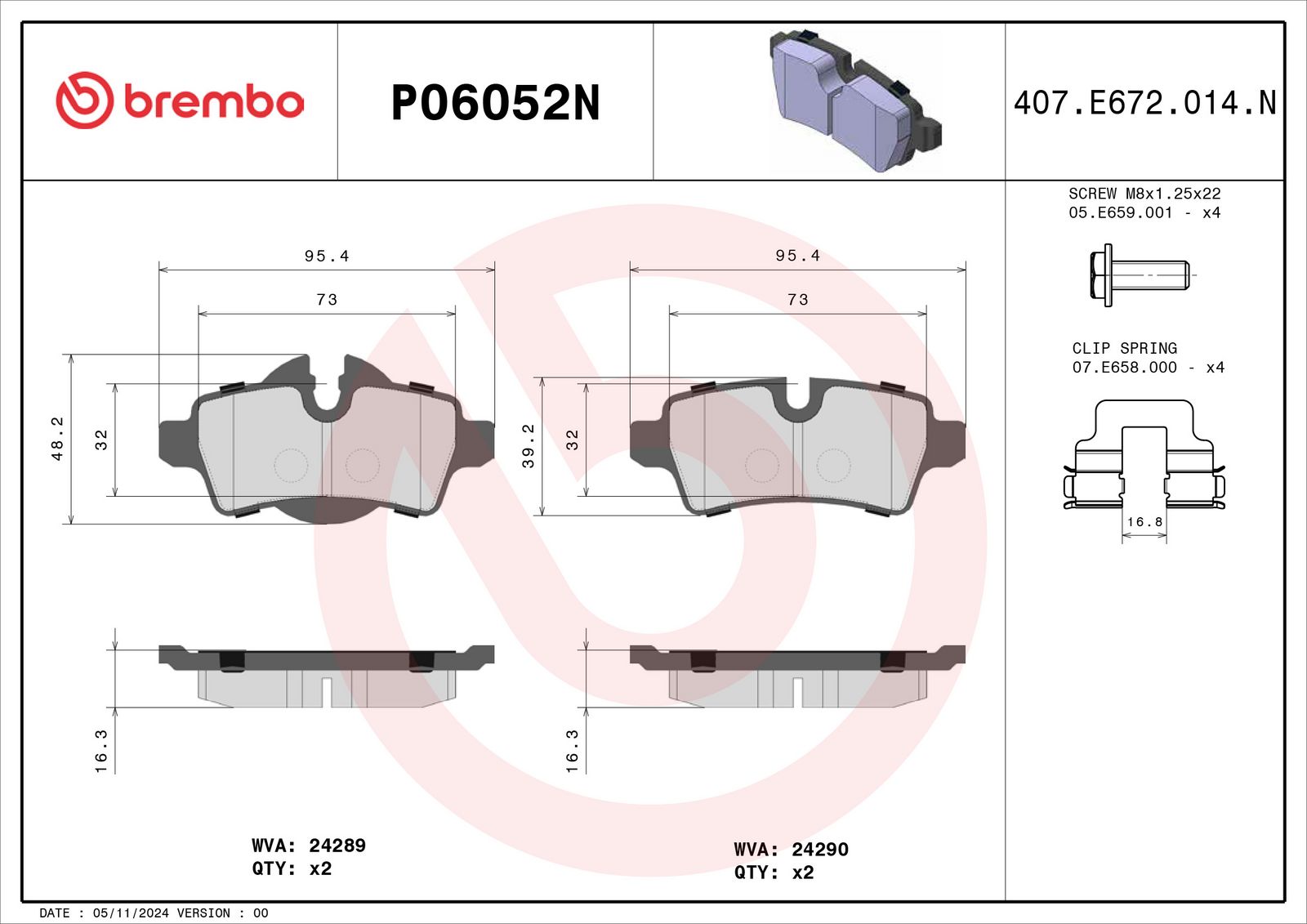 PRIME Ceramic Rear Disc Brake Pad Set - P06052N_01