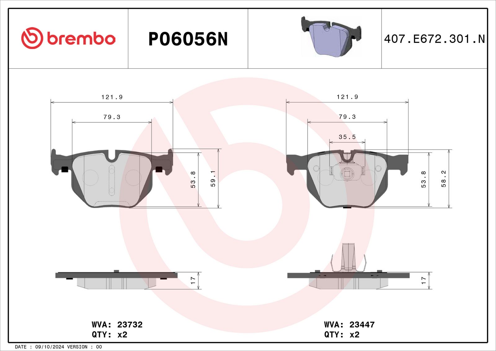 PRIME Ceramic Rear Disc Brake Pad Set - P06056N_01