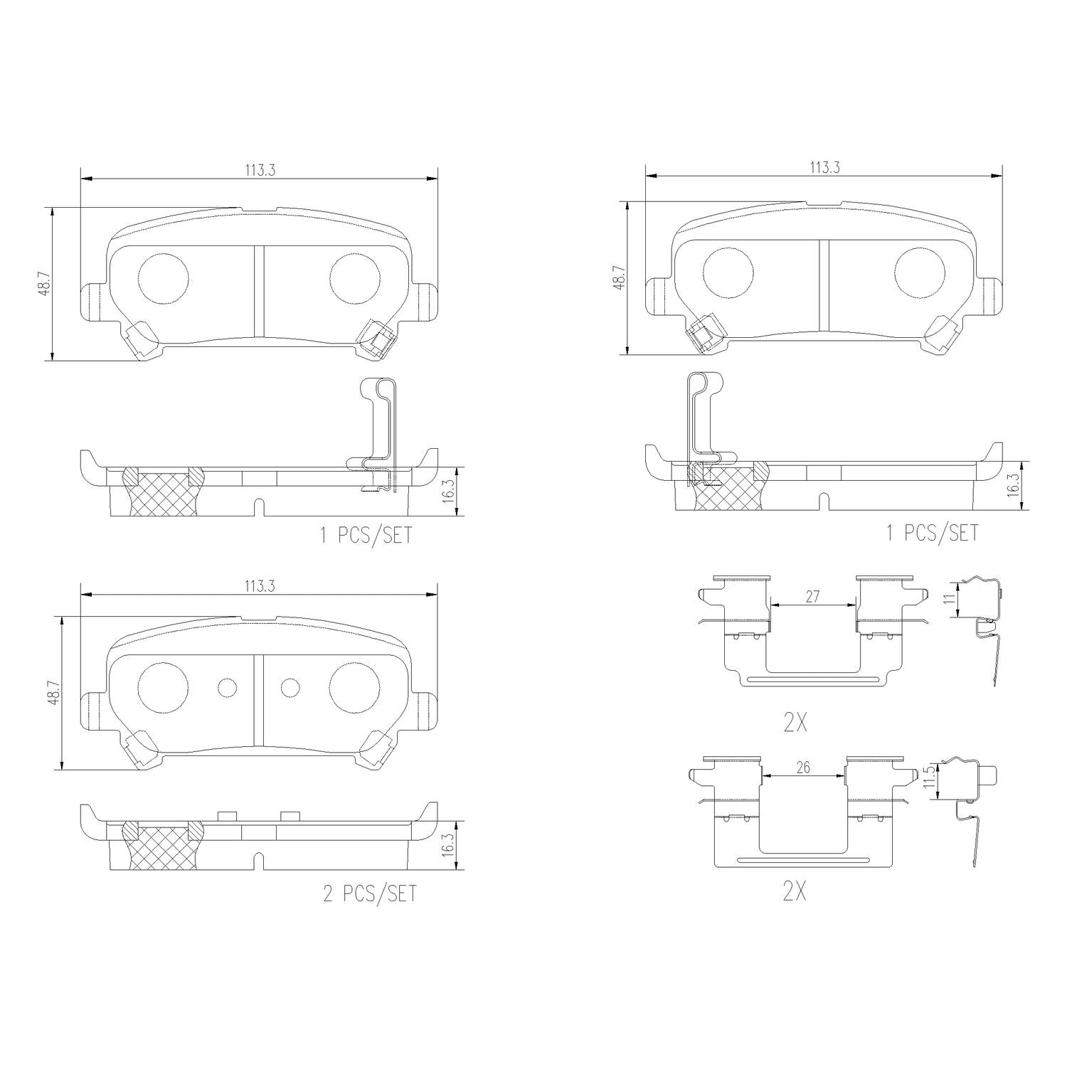 PRIME Ceramic Rear Disc Brake Pad Set - P10086N_01