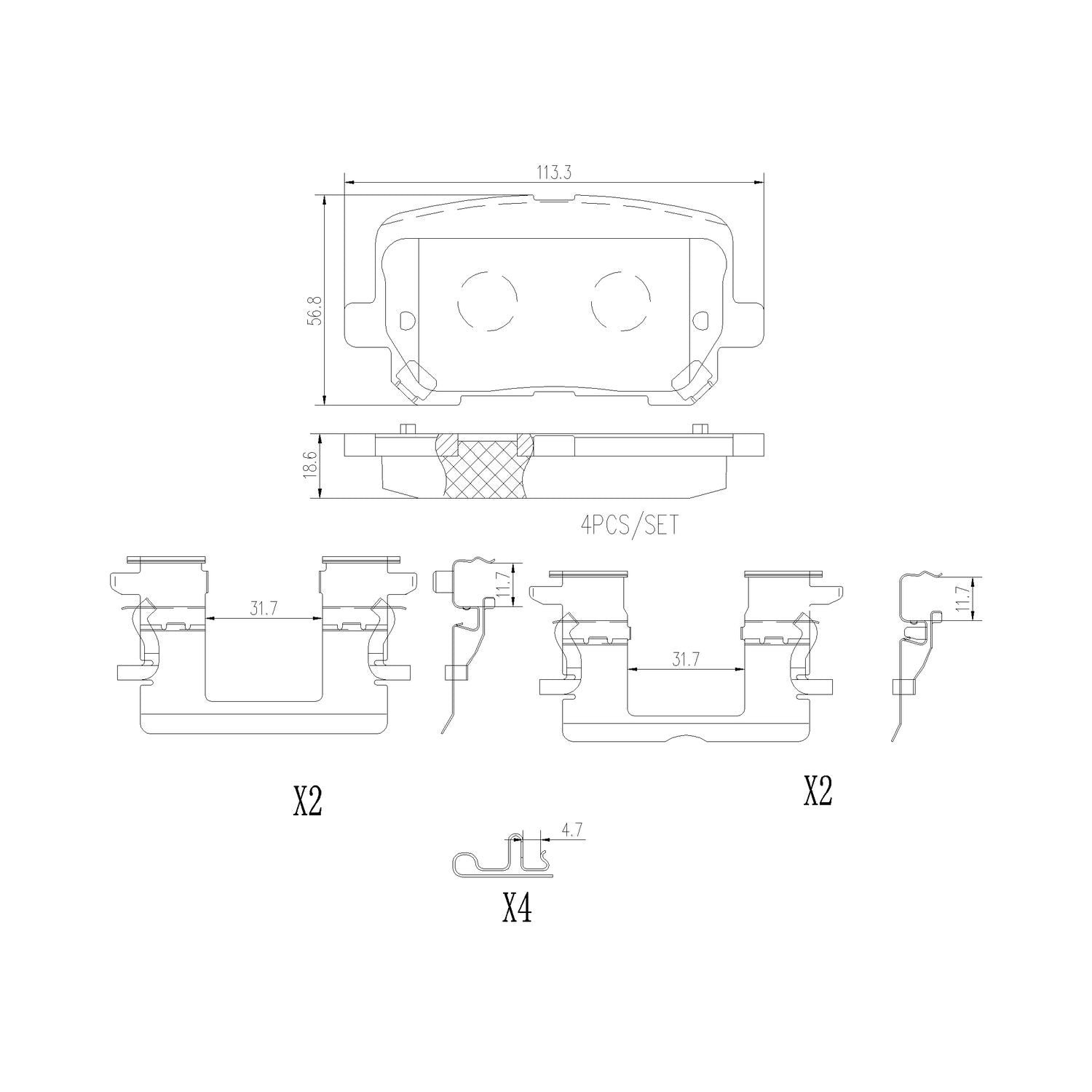 PRIME Ceramic Rear Disc Brake Pad Set - P18038N_01