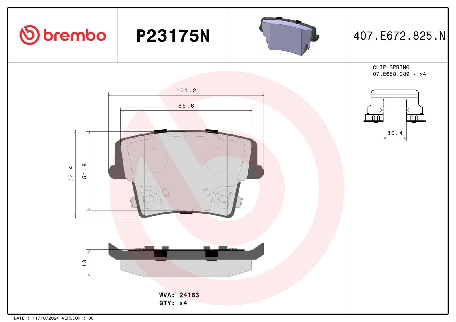 PRIME Ceramic Rear Disc Brake Pad Set - P23175N_01