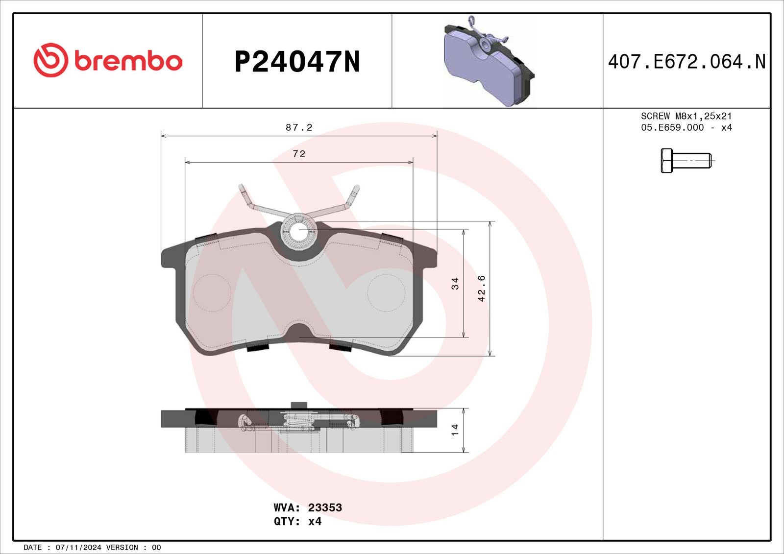 PRIME Ceramic Rear Disc Brake Pad Set - P24047N_01