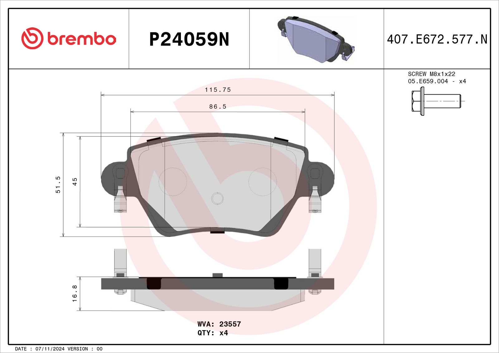 PRIME Ceramic Rear Disc Brake Pad Set - P24059N_01
