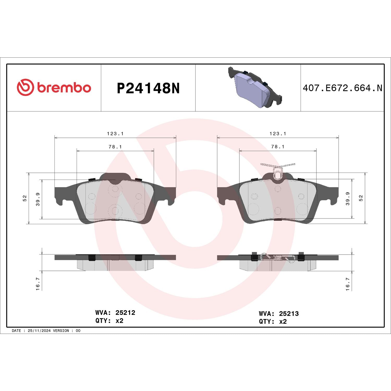 PRIME Ceramic Rear Disc Brake Pad Set - P24148N_05