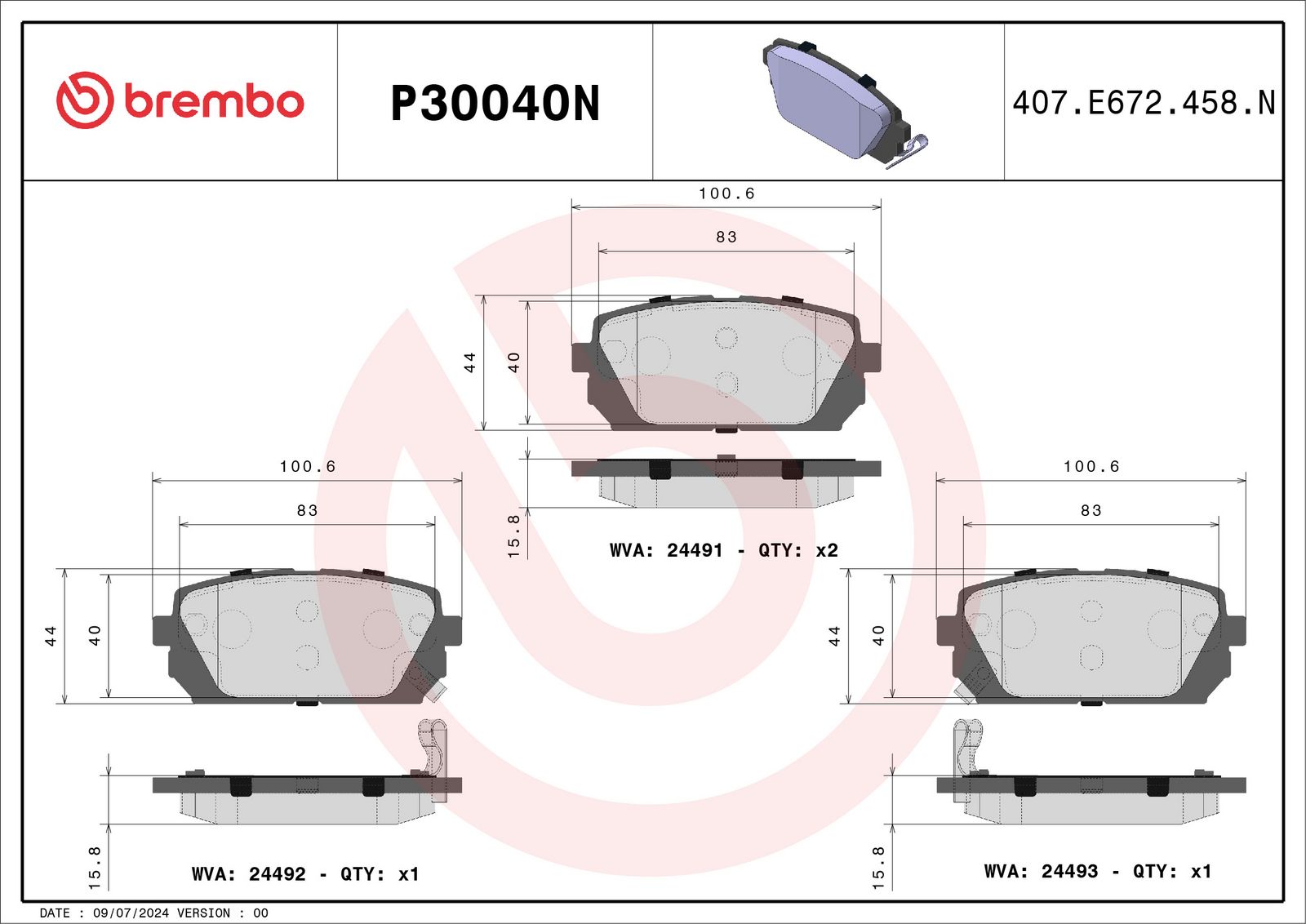 PRIME Ceramic Rear Disc Brake Pad Set - P30040N_01