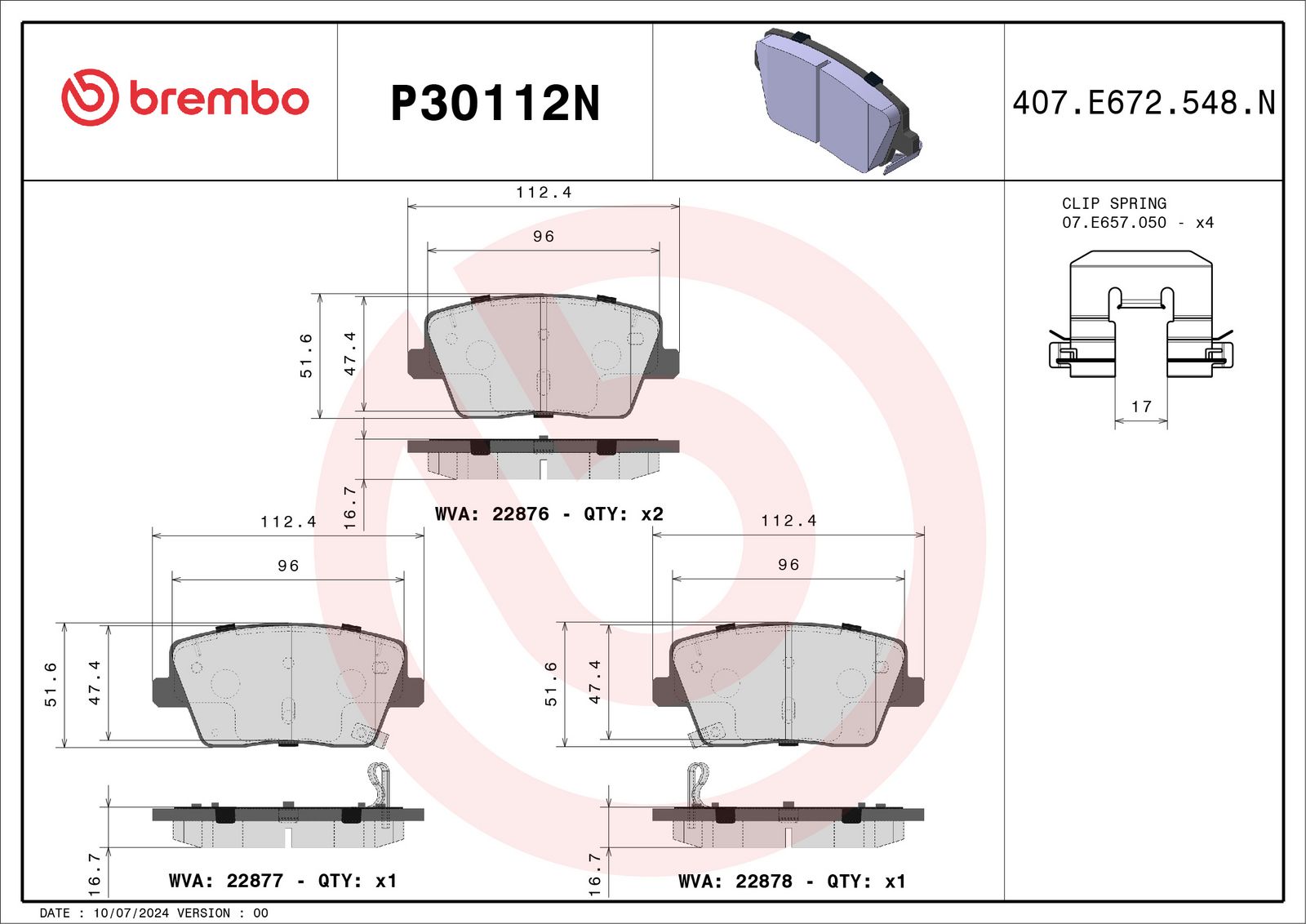 PRIME Ceramic Rear Disc Brake Pad Set - P30112N_01