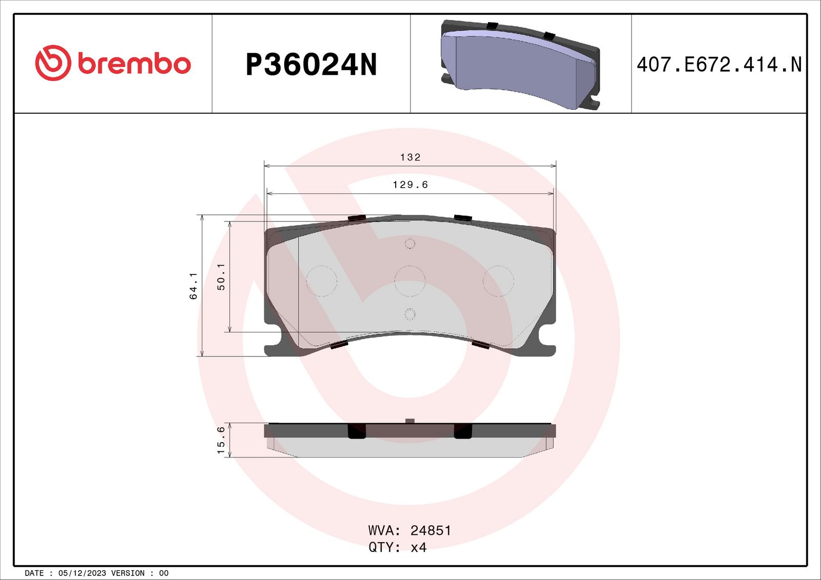 PRIME Ceramic Rear Disc Brake Pad Set - P36024N_01