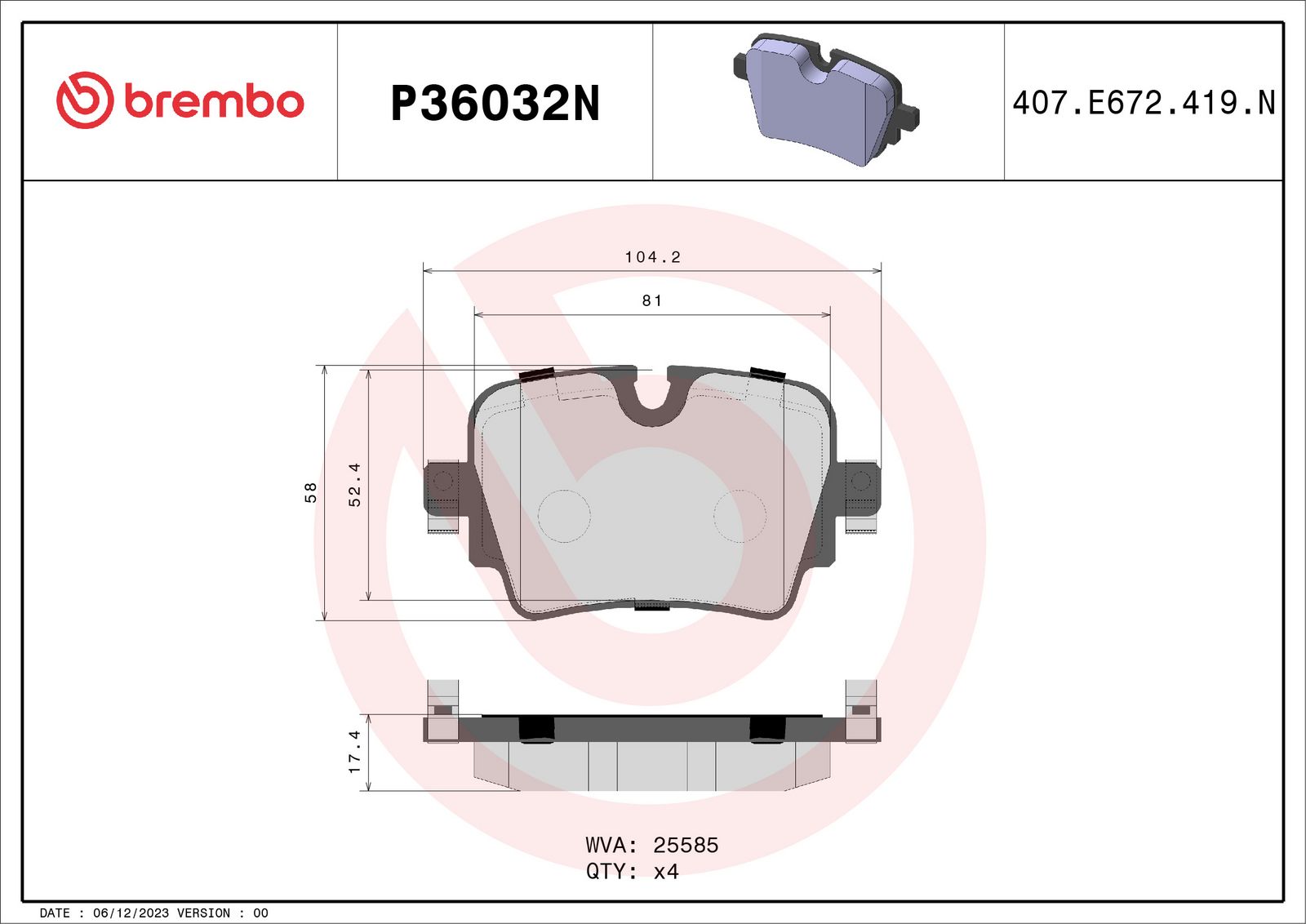 PRIME Ceramic Rear Disc Brake Pad Set - P36032N_01