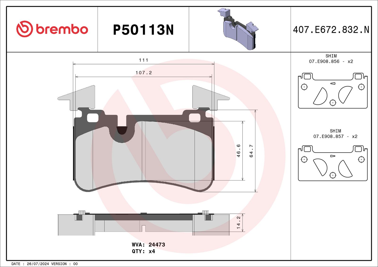PRIME Ceramic Rear Disc Brake Pad Set - P50113N_02