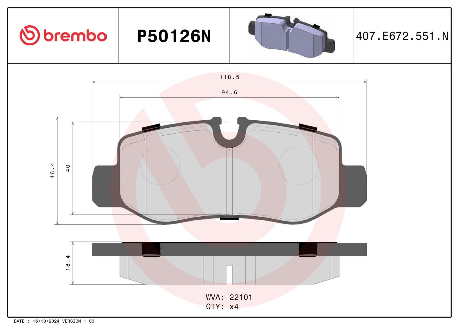 PRIME Ceramic Rear Disc Brake Pad Set - P50126N_02
