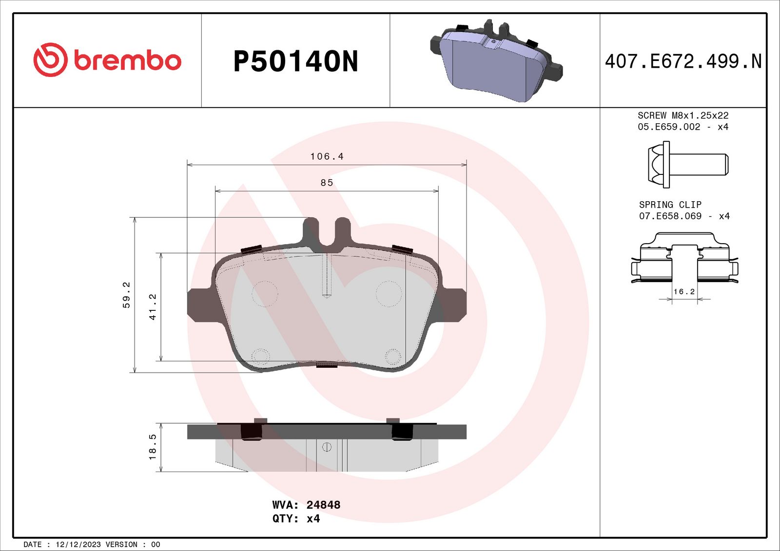 PRIME Ceramic Rear Disc Brake Pad Set - P50140N_01